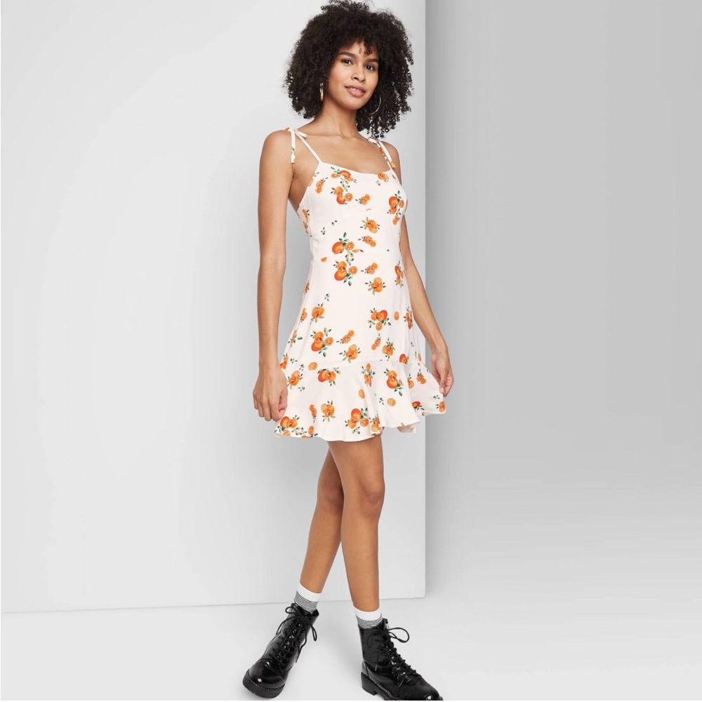 Wild Fable Mini Sundress White and Oranges Print